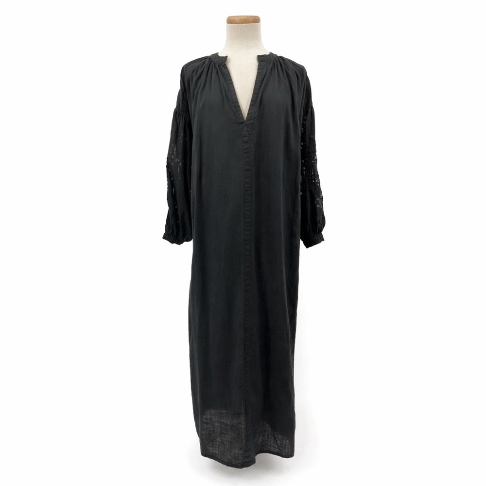 V. DE Vinster M Balloon Dress Black Eyelet maxi 0236 long Sleeve Cotton medium